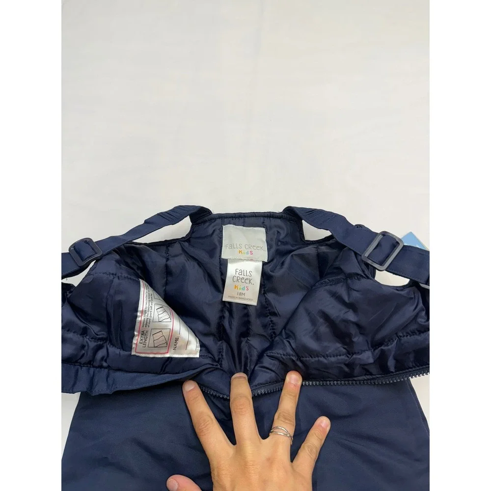 FALLS CREEK $30 New Unisex Kids Navy Blue Adjustable Strap Reinforced Snow Bibs